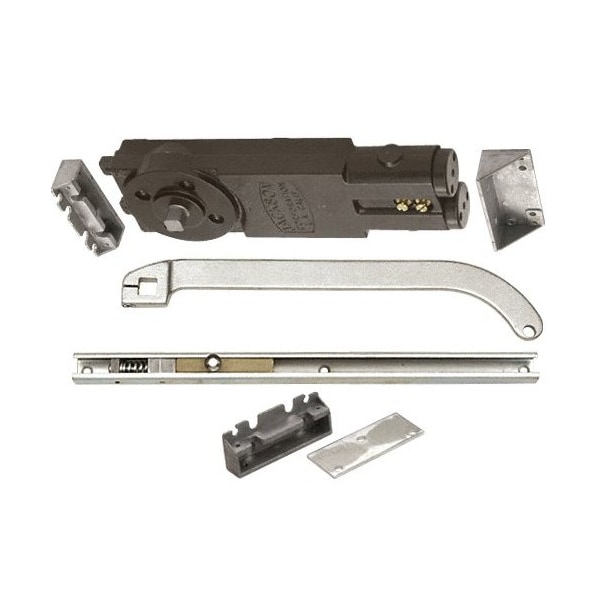 Satin Aluminum Regular Duty Spring 90DegNo Hold Open Overhead Concealed Closer W/ 'U' Offset Slide-